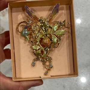 Kirks Folly Enchanted Gold and Purple Fairy Brooch